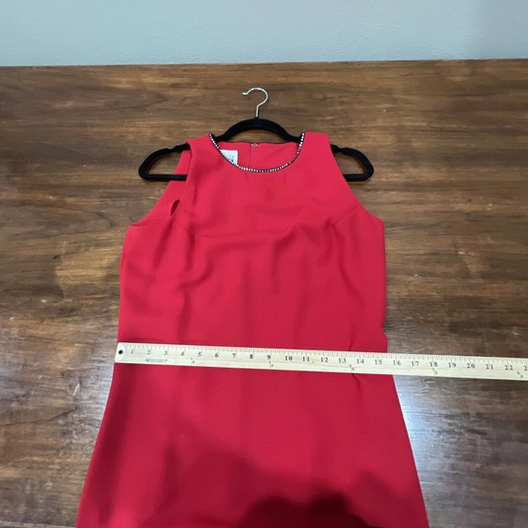 Vintage Red Dress Leslie Fay 8 Rhinestone 80s Maxi - Picture 11 of 11